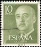 Spain 1955 General Franco 10 Ptas Verde claro Edifil 1163. Subida por Mike-Bell